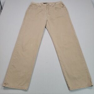 Banana Republic Laredo Mens Khaki Button Fly Straight Leg Pants 36R Small Stain